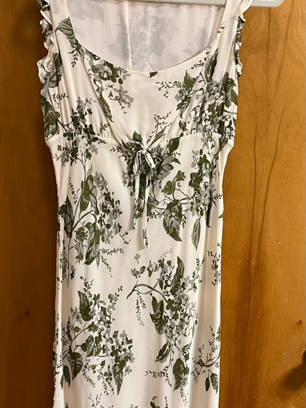 Reformation White Midi Dress with Green Floral Print